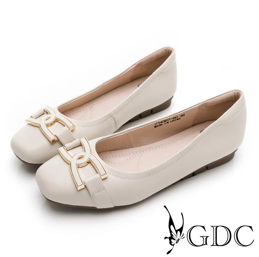 GDC-裸色系基本款典雅舒適平底包鞋-米色