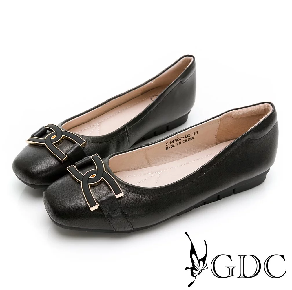 GDC-裸色系基本款典雅舒適平底包鞋-黑色